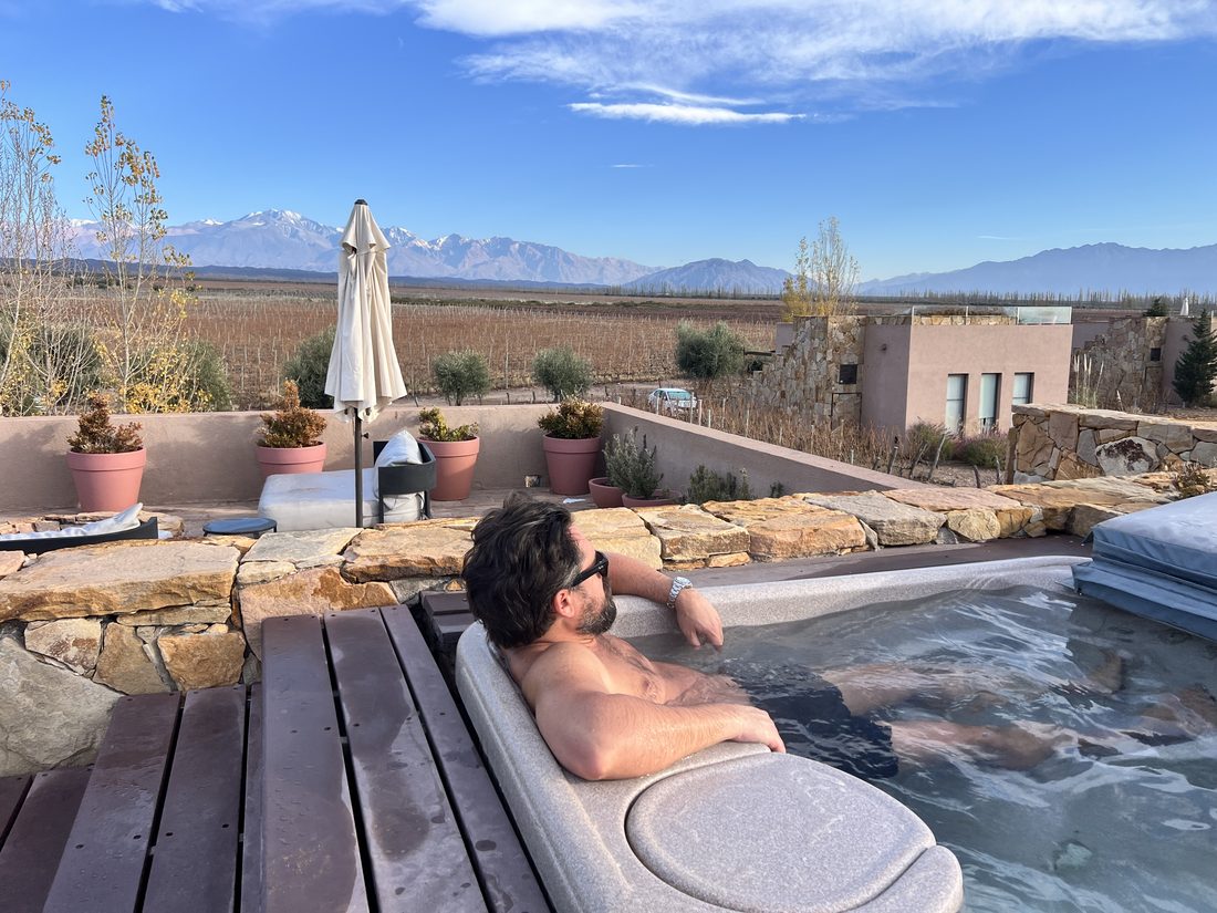 Rooftop jacuzzi looking at the vines