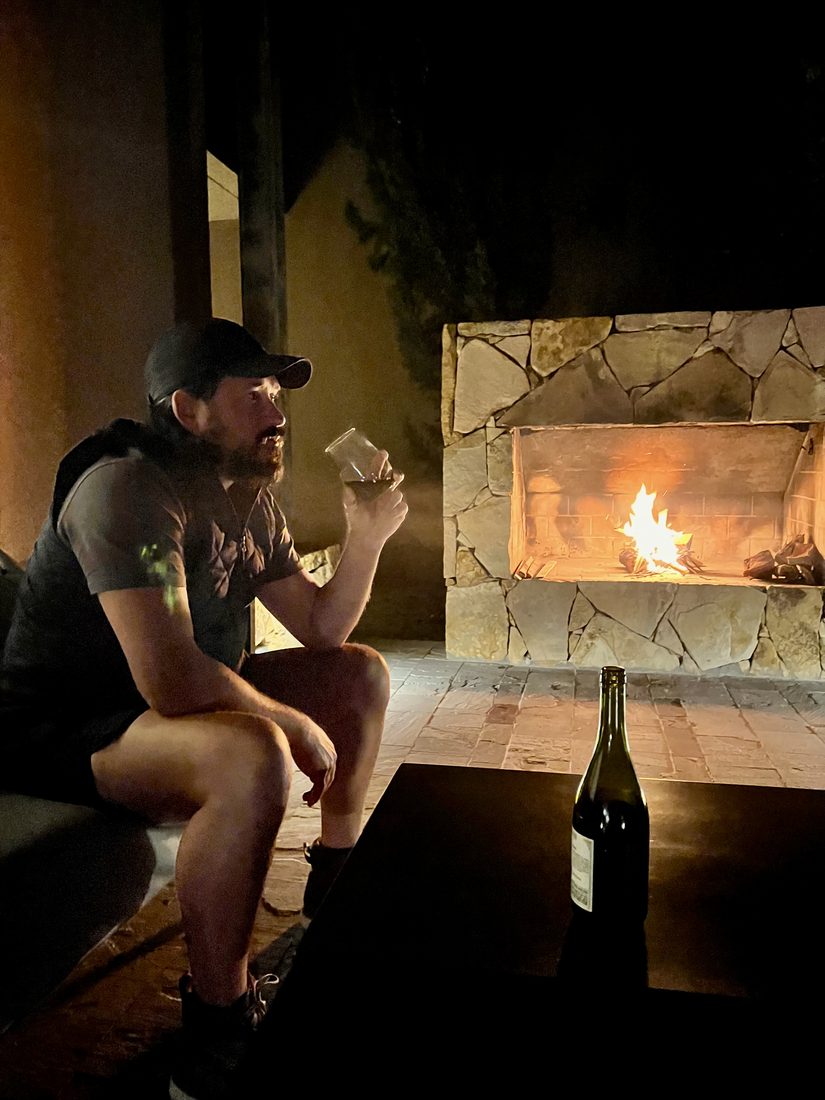 By the fire with a Malbec