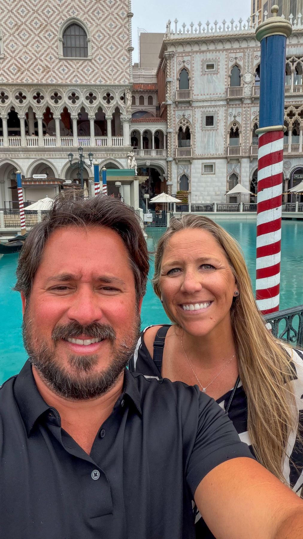 Matt and Amber in front of the Grand Canal replica at the Venetian